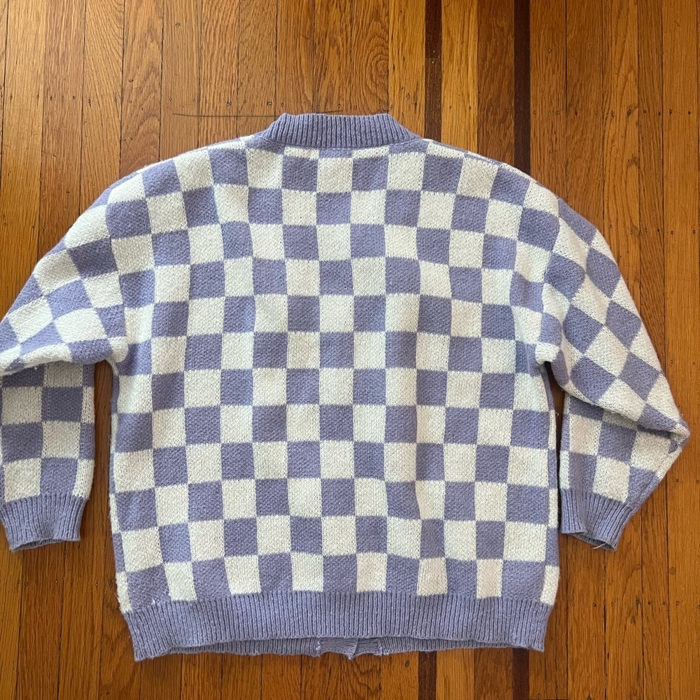 Talulah checkered cardigan purple lavender S small good preowned condition - Picture 2 of 3